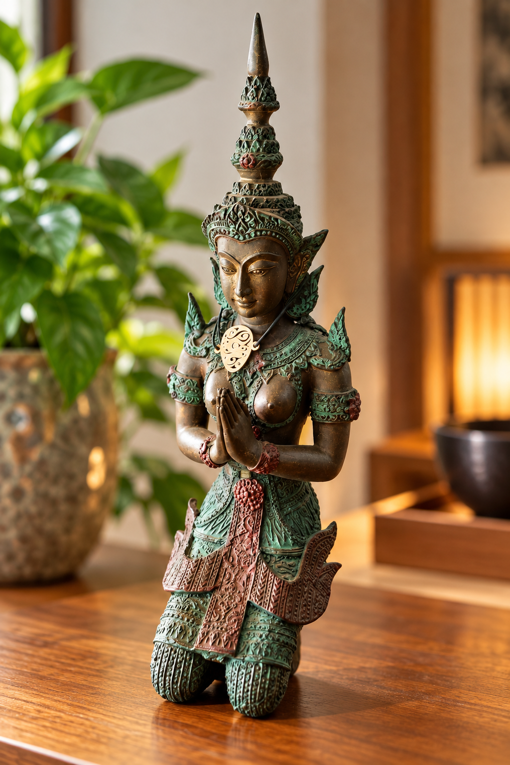 Pointed bronze statuette illustrating the interaction of Metal and Fire energy in Feng Shui